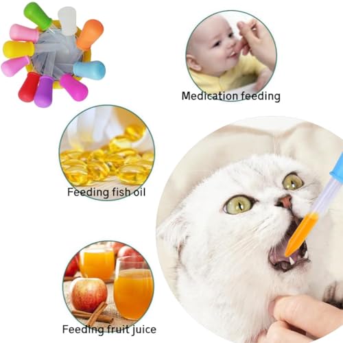 11 Colors Liquid Droppers Clear Medicine Silicone and Plastic Pipettes Eye Dropper with Bulb Tip for Kids Candy Molds，Feed liquid dropper，Equipped with cleaning brush，For DIY Projects(5 ml）