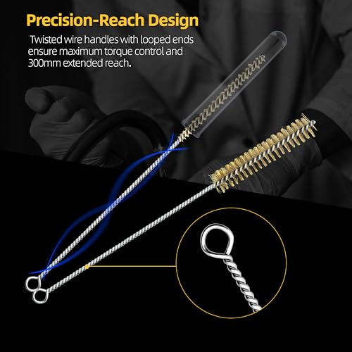 7Pcs Wire Tube Brushes Set,Brass Bottle Brush ,12" Long Wire Bore Brushes for Deep Cleaning Pipes,Tubes,Narrow Spaces, Engine Parts, Home Brew(1/4"-1" Sizes) - color: gold, size: 7 Pieces, 12 Inches
