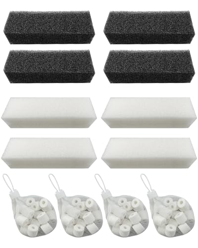 OCHIKI 4 Sets Aquarium Tank Filter Maintenance Kit Fit for AquaClear 110, Three-Stage Filtration Tank Carbon Filter & Foam Filter & Ceramic Rings & Bags for 60 to 110 Gallon Aquariums - size: for 60-110 Gallon