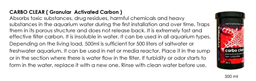 Crystalpro Carbo Clear 16.9 Oz - Activated Carbon Filter Media for All Aquariums Filter Bag Included (500 ml) Enough for 132 Gallons