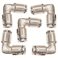 5 Pack 3/8" Nickel Plated Brass Pneumatic Push To Connect Elbow Fittings - size: 3/8" OD(5Pcs), style: Elbow