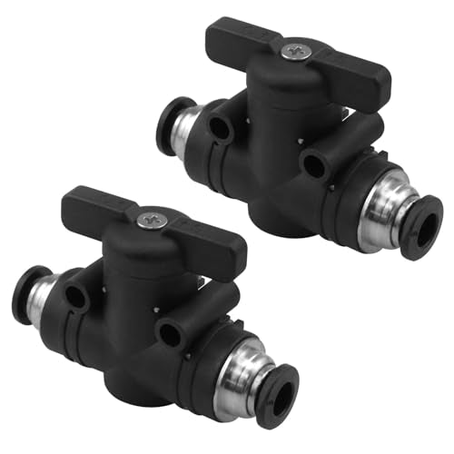 6mm Push-in Ball Valve 1/4” x 1/4” OD Union Straight Air Flow Control Valve Quick Coupling Pneumatic Valve 2PCS