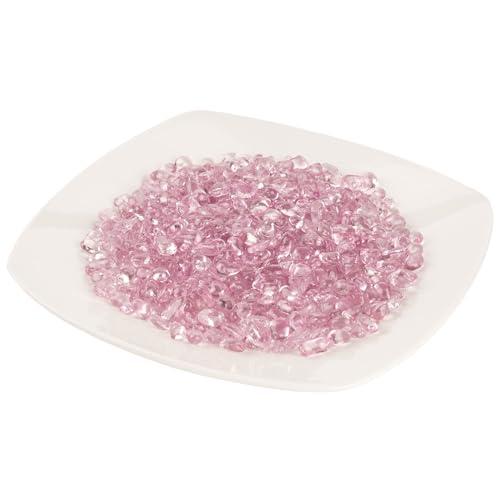 Glass Stones, 1Lb/460g Irregular Sea Glass Dercorative Rocks Non-Toxic Artificial Crystal Pebbles for Aquarium Decoration/Vase Filler/Table Scatter/Handcraft/Jewelry Making/Gems Display, Pink - color: Pink