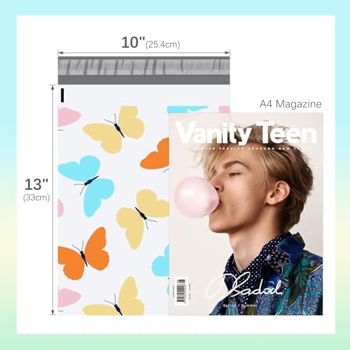 Fuxury Poly Mailers 10x13 Inch 20 Pack,Sturdy Shipping Bags for Clothes, Self Adhesive Mailing Envelopes, Waterproof Packaging Bag for Small Business, Colorful Butterflies - color: Butterfly, size: 10x13'' 20pcs