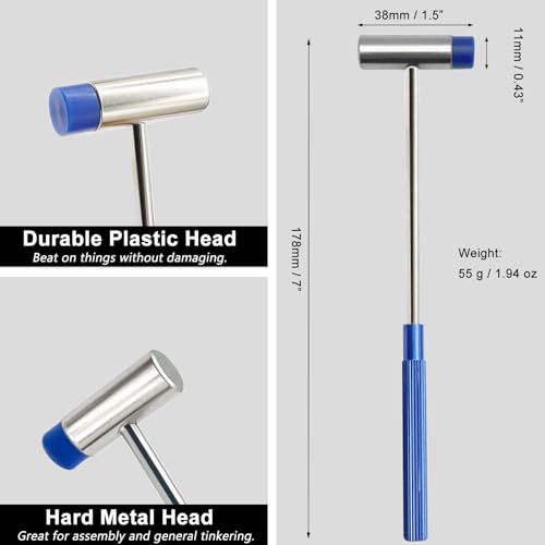Lightweight Small Hammer for Toy Building Projects, Plastic Head and Metal Head, Small Size Craft Hammer for for Ladies and Children, Jewelry, Watch, Tuning, Woodworking, DIY, Leather - color: Ergonomic Hammer