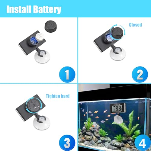 Aquarium Underwater Thermometer for Saltwater and Freshwater Replaceable Battery Temperature Error ±1℉