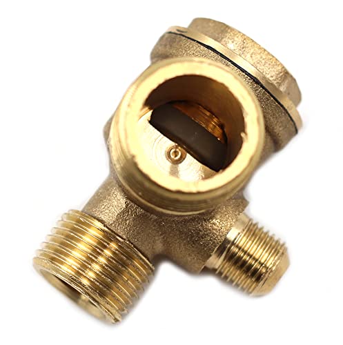 3-Port Brass Male Threaded Air Compressor Check Valve 90-Degree Right Air Compressor Valve Air Compressor Parts Air Check Valve (1/2"x 3/8" x 1/8") - size: 1/2"x 3/8" x 1/8"