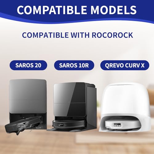 25 Pcs Saros 10R Accessories Kit Compatible with Roborock Saros 10R / Saros 20 / Qrevo CurvX Robot Vacuum,6 Activated Carbon Dust Bags,1 Set Main Brush, 4 HEPA Filters, 6 Mop Pads, 6 Side Brushes - size: for Saros 10R