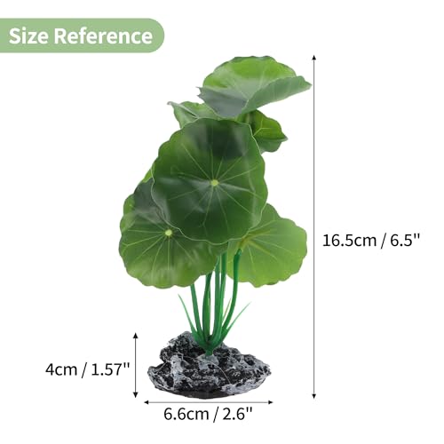 Aquarium Plastic Plants, Reptile Plant Decoration, Aquatic Plant Resin Decor, Betta Fish Tank Realistic Plants for Aquarium, 6.5" Height, Green