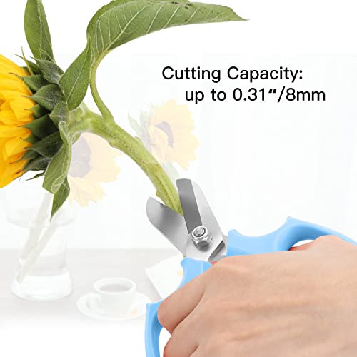 Housolution Flower Scissors, Strong Floral Shears, Premium Steel Garden Pruning Shears Floral Fruits Leaf Scissors Hand Pruner Snip Trimming Tool for Gardening Flower Arrangement, Light Blue - color: Light Blue, size: 1 Pack