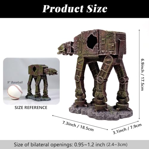 Fish Tank Decorations AT-AT of Star Wars Aquarium Decorations Betta Fish Tank Accessories for Sleep Rest Hide and Play (M) - color: Metallic Color