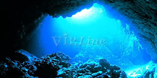 Aquarium Background Poster Under Water Cave Sunlight Fish Tank Backdrop Decorations PVC Fish Tank Background (48" x 20"/ 122 x 50cm) - size: 48" x 20"/ 122 x 50cm