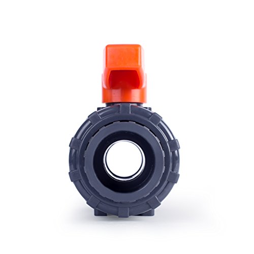 HYDROSEAL Kaplan 1’’ PVC True Union Ball Valve with Full Port, ASTM F1970, EPDM O-Rings and Reversible PTFE Seats, Rated at 200 PSI @73F, Gray, 1 inch Socket (1 inch) - size: 1 Inch