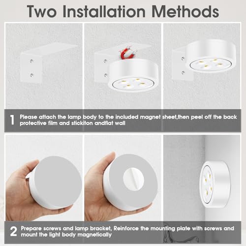 Picture Lights for Wall, 3 Lighting Modes Magnetic Art Display Light,Rechargeable Battery Operated Led Painting Light with Remote Control Dimmable & Timer,6Pack White - color: White, size: 6 Pack