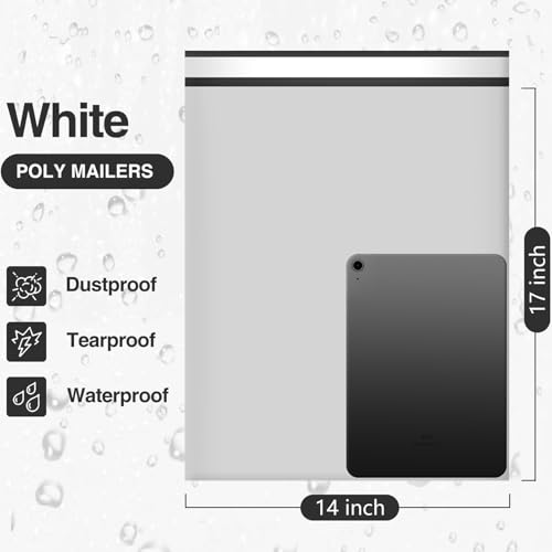 UCGOU 14x17 White Poly Mailers Shipping Bags 100 Pcs Large Poly Mailers Mailing Bags for Shipping Clothes Self Sealing Package - color: White, size: 14x17