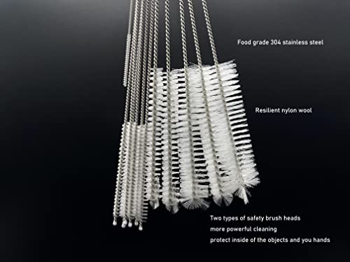 12 PCS Straw Cleaner Brush kit with 2mm-25mm /6.5-10 INCH for Tube and Pipe.Tumbler, Sippy Cup, Bottle with Straw,Hummingbird feeders and Drinking Straw, Brushes for Cleaning Tanks
