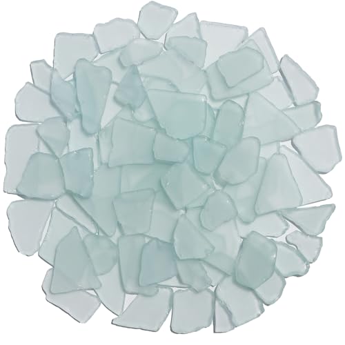 QYGL Sea Glass for Crafts - 14oz White Frosted Seaglass Pieces - Vase Filler and Aquarium Ornament, DIY Craft Supplies for Art, Beach Weddings, and Home Decor - color: Cyan White