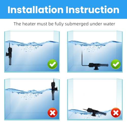 AQUANEAT Aquarium Heater, 50W Small Betta Fish Tank Heater, Mini Preset Water Thermostat with a Thermometer - size: 50W