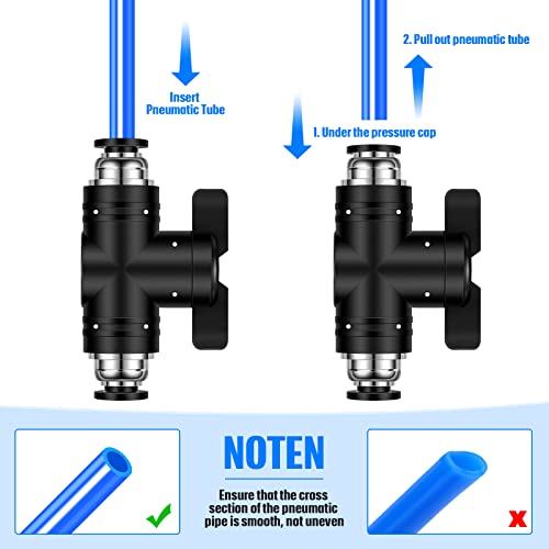 Flutesan 5 Pcs 1/4" x 1/4" OD Push to Connect Pneumatic Ball Valve PVC Air Flow Control Valve Quick Connect Tube Fittings Air Line Hose Fittings - size: 1/4" x 1/4" OD