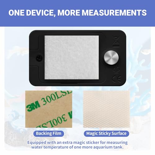 Digital Aquarium Thermometer, Stick-on Fish Tank Thermometer with LED Display, Wireless Aquarium Temperature Measurement with Battery-Change Tool and Extra Sticker.(Black*1) - color: Black