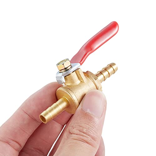 Brass Ball Valve Shut Off Switch, Tubing Fitting Straight Coupling Adapter 2pcs (1/4" Barb x 1/4" Barb) - size: 1/4" Barb x 1/4" Barb