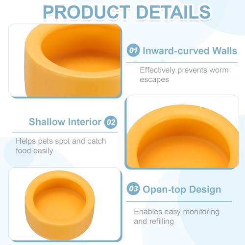 Reptile Food Bowl, Worm Water Dish Ceramic Pet Bowl Food Dish Anti Escape Feeder Small (2 in, Clay), Intended for Gecko/Scaled Pet/Amphibians/Spiders/Small Mammals
