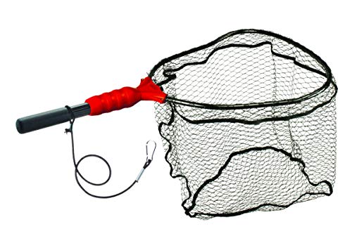 Ego S1 Slider Fishing Net, Ultimate Fishermen’s Tool Fixed Handle, Replaceable Head, Salt & Freshwater, 17x19 Inch Hoop - color: Red/Black, size: Pvc Coated Nylon Mesh
