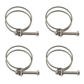 (4 Pieces) 95-100mm Double Wire Hose Clamp Pipe Tube Clamps 304 Stainless Steel Hose Clips - color: 95-100