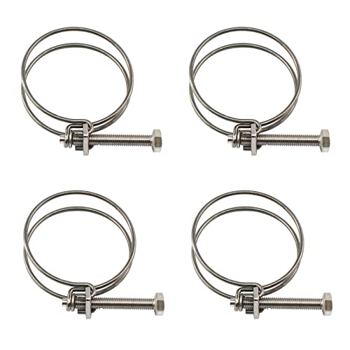 (4 Pieces) 105-110mm Double Wire Hose Clamp Pipe Tube Clamps 304 Stainless Steel Hose Clips - color: 105-110