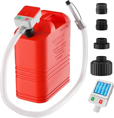 anngrowy Fuel Transfer Pump Battery Powered with Auto-Stop, Gas Can Pump Transfer with 4 Adaptors, 3.2 GPM, 51" Hose, Portable liquid Transfer Pump for Oil, Gasoline, Diesel, Kerosene, Gifts for Him - style: Auto Stop