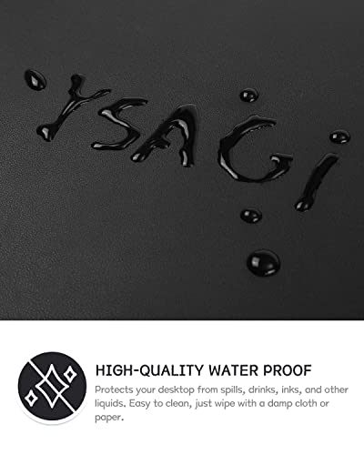 YSAGi Non-Slip Leather Desk Pad XL Size, Waterproof Laptop Computer Desk Keyboard Mat, Table Protector Blotter Mat, Large Mouse Pad for Office/Work/Home/Decor(Black, 47.2" x 23.6")-No Band - color: Black, size: 47.2" x 23.6"