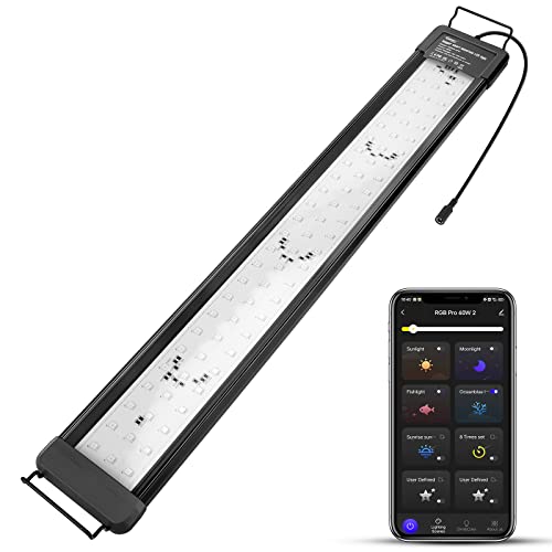 hygger 40W Smart Aquarium Light, Bluetooth LED Light with App Control, Full Spectrum Fish Tank Light with 24/7 Lighting Cycle, 5 Modes, Adjustable Timer, for 30"-36" Freshwater Planted Tank - size: 40W (for 30-36 inch Tank)