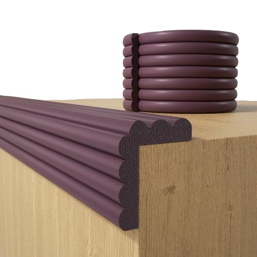 Baby Proofing Wall Corner Protector,Edge Guard Corner Protector,6.56ft Thinken Soft Corner Protectors Pre-Taped Soft Rubber Foam Edge Cushion for Furniture (Brown, 6.56Ft x 7.8" W x 0.47" Th) - color: Brown, size: 6.56Ft x 7.8"W x 0.47"Th