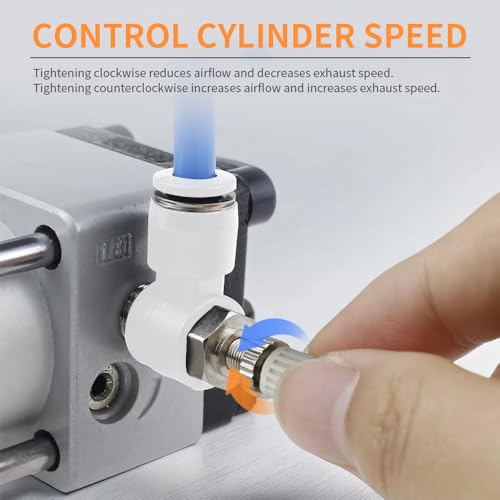 5Pcs Push to Connect Air Flow Control Valve, White 5/16in Tube OD x 3/8" Male Thread 90 Degree Elbow Speed Control Valve Pneumatic Connector Quick Fittings - size: Male Thread G3/8 x White (5pcs)