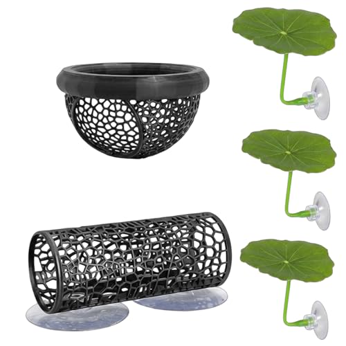 Betta Hammock, 5-Piece Set with Floating Betta Hide and Betta Fish Enrichment Toys, Aquarium Decor for Betta Fish Stress Relief and Natural Exploration, Includes Tunnel and Floating Bed