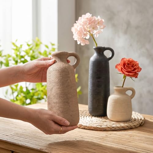 Ceramic Vase Set, 3Pcs Flower Vases for Modern Boho Farmhouse Decor, Decorative Vases for Pampas Grass & Dried Flowers, Distressed Finish - color: F