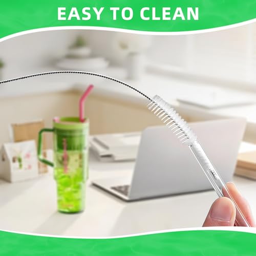 Cleaning Brushes for Reusable Drinking Straws, Set of 5, Long Wire Handle, Bottle and Straw Cleaner for Stanley Mug, Sippy Cup, Water Bottle and Tubes, Reusable and Flexible - color: white001