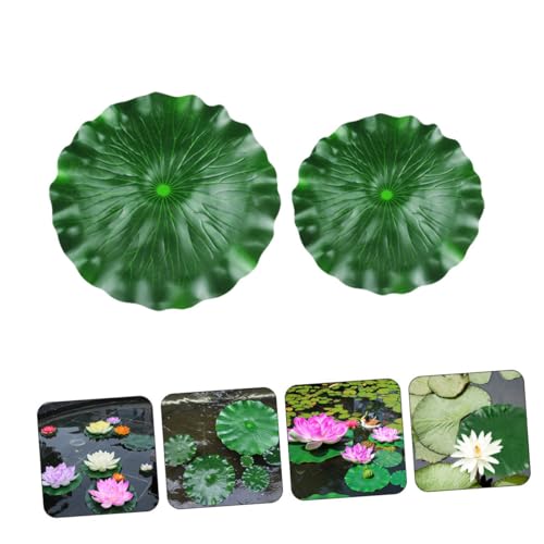 Luxshiny 2pcs Floating Aquarium Lotus Leaves Artificial Pond Decor Eva Material 40cm 60cm Realistic Fish Tank Lily Pads for Fishpond Water Garden Display