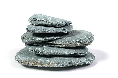 LANDEN River Slate Stone Natural Rocks(18lbs, 3~9 inches,13pcs) for Aquariums, paludariums, Terrariums, Reptile, and Amphibian Enclosures Decorative of Stream's Caves and Caverns - size: 15 River Slate Stone(3-9 inches,18lbs)