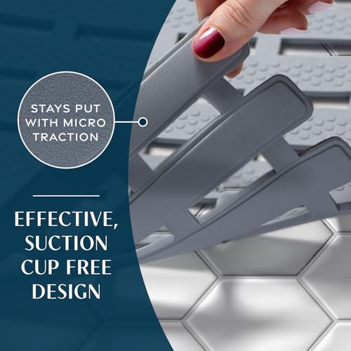 SlipX Solutions Weighted Non Slip Bath Mat for Textured Tub & Shower Surfaces, Patent Pending, Anti Slip Bathtub Safety Without Suction Cups, Doesn’t Float, Works on Tile & Stone 31” x 15”, Gray - color: Gray