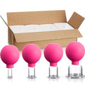 BBTO 4 Pieces Glass Cupping Set Glass Silicone Cupping Cups Massage Vacuum Suction Cupping Cups for Body Face Leg Arm Back Shoulder Muscle and Joint Pain (Rose) - color: Rose