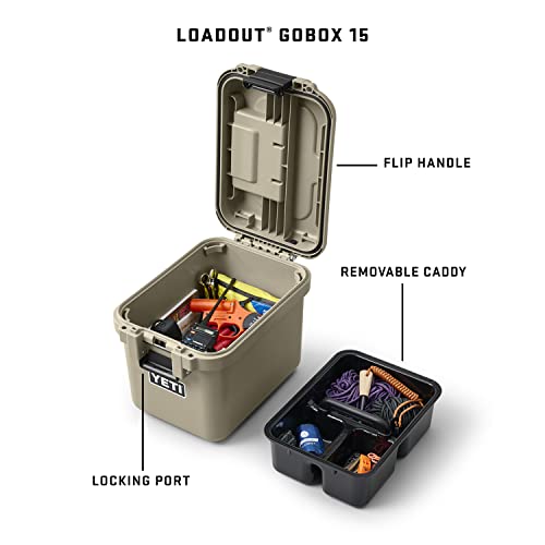 YETI LoadOut GoBox Collection, Divided Waterproof Cargo Case, Dry Box, Camera Case, Fishing Tackle Box - color: King Crab, size: GoBox 15