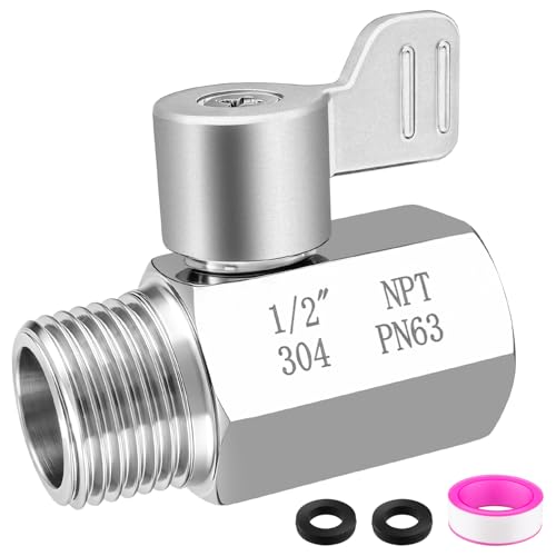 Shower Head Shut Off Valve,304 Stainless Steel 1/2" Mini Ball Valve NPT Thread,Shower Head Flow Control Valve - size: 1/2 inch