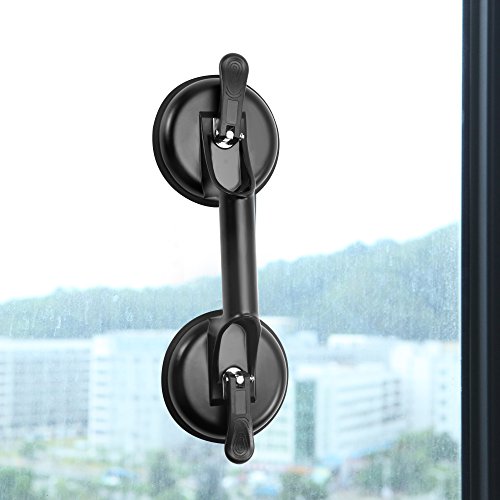 FCHO Glass Suction Cups Heavy Duty Aluminum Handle Holder Hooks to Lift Large Glass/Moving/Pad for Lifting/Dent Fixer (2 Pack) - color: Black