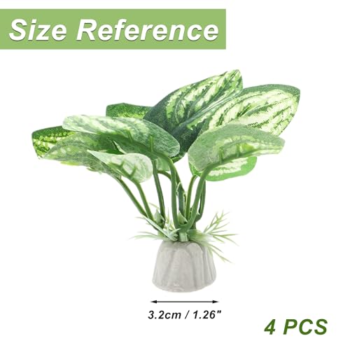 4pcs Green Silk Aquarium Plants, Realistic Artificial Plants for Betta Fish Tank, 7cm x 3.2cm 2.2cm, Plastic, Spiky, Natural/Realistic, Aquarium Plant
