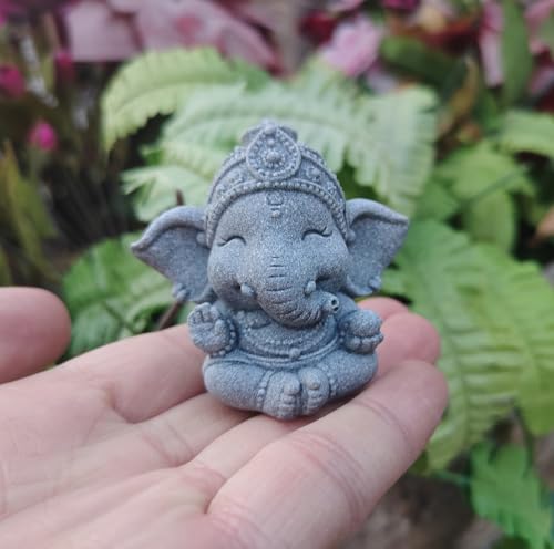 livelyfish Small Elephant Statue Sandstone Figurine Hindu Meditation Buddha Sculpture for Fish Tank Aquarium Decoration (F) - color: F