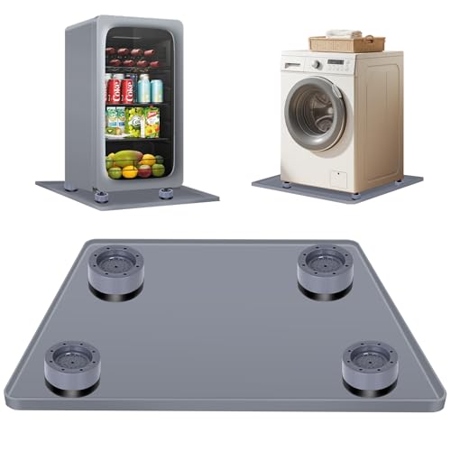 ToLanbbt Mini Fridge Silicone Mat with 4 Base Raisers - 24" x 24" x 0.8" Mini Fridge Drip Tray Under Refrigerator Mat Carpet Floor Protector Leak-Resistant Portable AC Pan for Washing Machine, Gray - color: Gray (With 4 Base Raisers), size: 24"x24"x0.8"