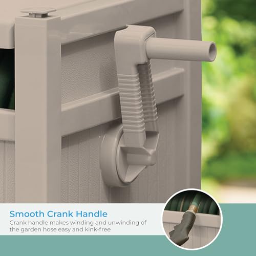 Suncast Garden Hose Reel Hideaway for 5/8" Vinyl Hose, Retracting Storage of 100ft, Light Taupe - size: 100' (Light Taupe)
