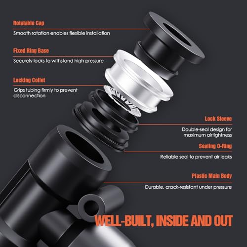 TRILINK 1/4" OD Push to Connect Fittings – Air Line Tee Connectors, Quick Connect Pneumatic Fittings, Push Lock Air Hose Fittings for Compressor, Air Tools & Tubing (10 PCS) - color: 1/4" OD, size: Tee(10pcs)