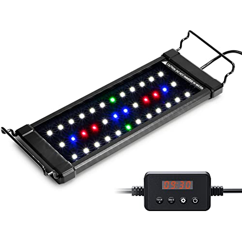 NICREW ClassicLED Plus LED Aquarium Light with Timer, 10 Watts, for 12 to 18 Inch Fish Tank Light, Daylight and Moonlight Cycle - size: 12 - 18 in